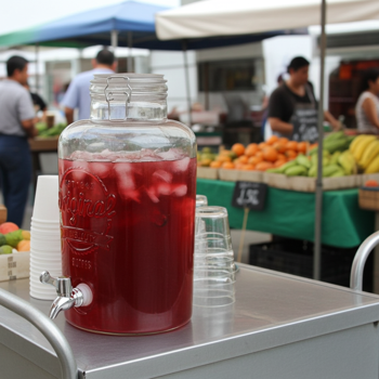 Preview: 2er-Set Glas Getränkespender - mit Zapfhahn und Deckel - 8 L Fassungsvermögen - ideal für Partys & Gartenfeste - Insektenfrei