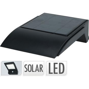 Preview: Solar-LED-Wandleuchte für Aussenbereiche - PIR-Bewegungssensor, 50 Lumen, schwarz - ideal für Hauseingänge, Gärten, Terrassen - Kabellose Installation