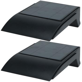 Preview: 2er-Set Solar-LED-Wandleuchte für Aussenbereiche - PIR-Bewegungssensor, 50 Lumen, schwarz-für Hauseingänge, Gärten, Terrassen - Kabellose Installation