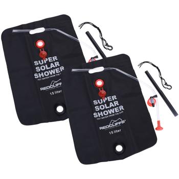 2er-Set Camping-Dusche 15L - Mobile Solardusche mit Duschschlauch/Kopf - Auslaufsicher, robust für Reisen, Festival & Outdoor-Hygiene