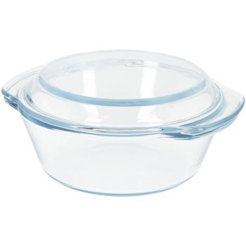 Glas Auflaufform mit Deckel rund 1000ml - Hitzebeständig bis 240°C - Spülmaschinen- & mikrowellengeeignet - Zum Backen, Servieren & Einfrieren