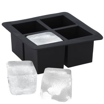 Preview: Flexible Eiswürfelform für 4 XL-Eiswürfel - Für Whiskey & Cocktails - Leicht zu reinigen - Kälteresistent & hygienisch - 5x5x5cm je Eiswürfel