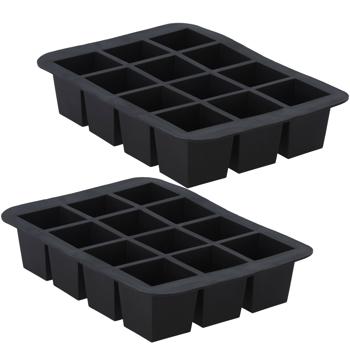 2er-Set Flexible Eiswürfelform - für 12 XL-Eiswürfel Whisky & Cocktails - kälteresistenter Kunststoff, 19x14x4 cm - ideal für Fruchteis