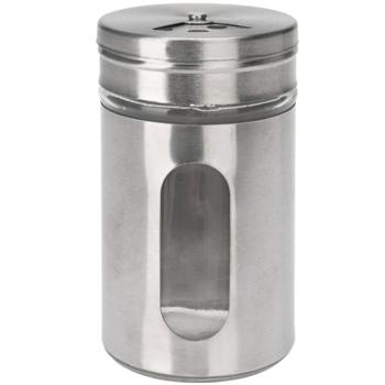 Preview: 6er-Set Stilvolle Gewürzstreuer mit Sichtfenster, Edelstahl, 94 ml, 3 Lochgrössen, ideal für Gewürze, Salze und Kräuter