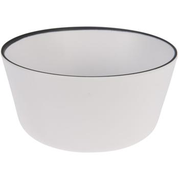 Stilvolle, leichte Melamin-Schüssel, reinweiss & edler, schwarzer Kontrast, 10x5,5cm. Bruchfest & spülmaschinenfest für jede Gelegenheit