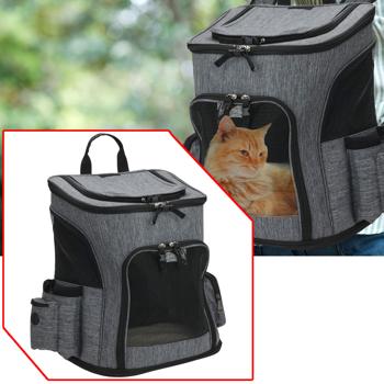 Kleintier Tragetasche Rucksack - Sicherer Transport für Katzen, Hunde & Kaninchen bis 10kg - Faltbar, Polyester, 65x25x40cm, Sichtfenster