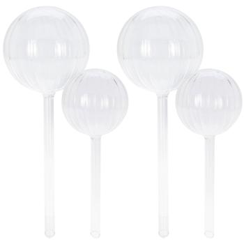 Preview: Glas Bewässerungskugeln, 4er-Set, 500 & 260ml, Transparent – Selbstbewässerung für Zimmerpflanzen, einfache Pflege