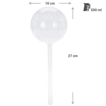 Preview: Glas Bewässerungskugeln, 4er-Set, 500 & 260ml, Transparent – Selbstbewässerung für Zimmerpflanzen, einfache Pflege