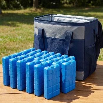 Preview: Kühlelemente 24er Set – 200g Kühlakkus für Kühltasche & Kühlbox – Kleine Kälteakkus für Unterwegs, Camping & Picknick – Blau, langanhaltend kühlend