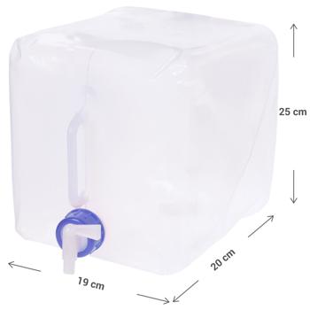 Preview: Faltbarer Wasserkanister 10 Liter - Mit Hahn & Tragegriff - Ideal für Camping, Hunde & Reisen - Robust, platzsparend, transparent Kunststoff