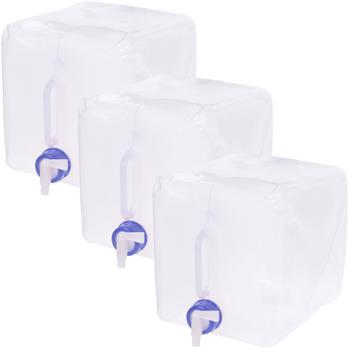 3er-Set Faltbarer Wasserkanister mit Hahn & Tragegriff - 10 Liter Volumen - Robust, transparent, platzsparend - Ideal für Camping, Reisen & Hundehalter