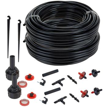 142-tlg. Pflanzen-Bewässerungssystem: 46m anpassbarer Schlauch + Filter, Düsen & Schellen für zeitsparende, effiziente Bewässerung