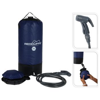 Preview: Mobile Camping-Dusche mit Fusspumpe, 11 Liter, blau – Praktische Outdoor-Dusche für unterwegs, Camping, Abenteuer