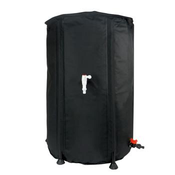 Preview: Robuste, faltbare 250 Liter Regentonne, schwarz - mit Wasserhahn und Schlauchanschluss, mobile Regenwasserlösung für jeden Garten