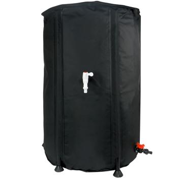 Preview: Robuste, faltbare 500 Liter Regentonne, schwarz - mit Wasserhahn und Schlauchanschluss, mobile Regenwasserlösung für jeden Garten