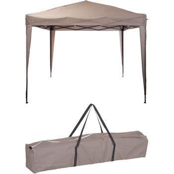 Preview: Stabiler Faltpavillon, braun, Dachmass 3 x 3 m, 2,45 m Höhe, Outdoor Party Zelt, UV Schutz
