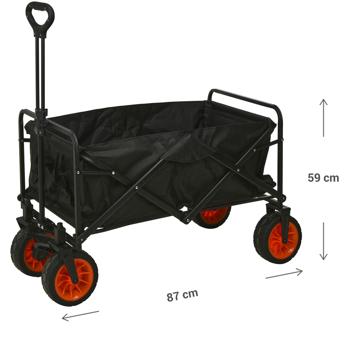 Preview: Faltbarer Bollerwagen bis 80kg, schwarz-rot – Robuster Transportwagen mit schwenkbaren Rädern, zusammenklappbar für Ausflüge & Garten