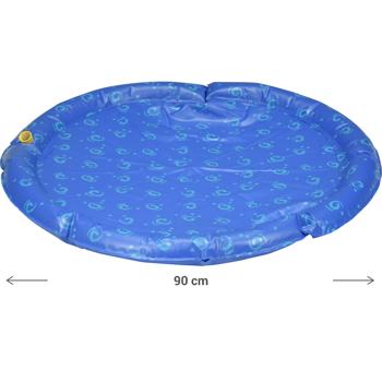 Preview: 2er-Set Wassermatte für Hunde - Ø 90 cm Sprühmatte zur Abkühlung an Sommertagen - Robuster Polyvinyl Anschluss Gartenschlauch - beugt Überhitzung vor