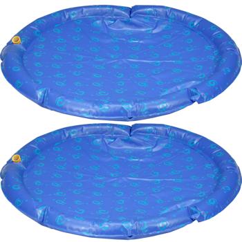 2er-Set Wassermatte für Hunde - Ø 90 cm Sprühmatte zur Abkühlung an Sommertagen - Robuster Polyvinyl Anschluss Gartenschlauch - beugt Überhitzung vor