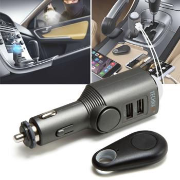 Universal Autoalarm - 110 dB Sirene & Bewegungssensor für PKW/Van Diebstahlschutz - 12-24V Zigarettenanzünder-Akku, inkl. Fernbedienung, LED