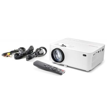 Preview: Mini LED HD Beamer mit 1800 Lumen, 40 000 Stunden LED Lebensdauer, inkl. Multimedia Player, Fernbedienung, für Büro, Zuhause, oder auch Outdoor