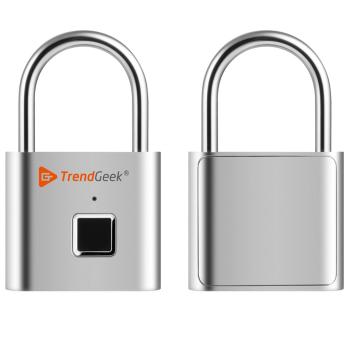 Preview: Schlüsselloses Vorhängeschloss (silber) – Fingerabdruck-Zugang für bis zu 10 Personen, Akku-Betrieb – Maximale Sicherheit & Komfort