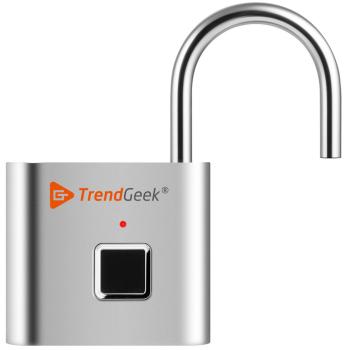 Preview: Schlüsselloses Vorhängeschloss (silber) – Fingerabdruck-Zugang für bis zu 10 Personen, Akku-Betrieb – Maximale Sicherheit & Komfort