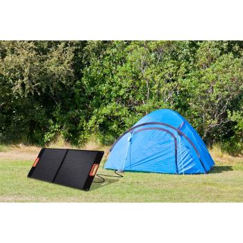 Preview: Mobiles Solarpanel 100W, faltbar mit Standfüssen – Solarmodul mit Adapterkabel für Powerstations – Autarke Energiequelle