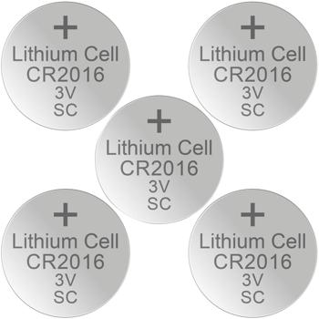 5er-Set Lithium-Knopfzelle CR2016 - 3V 90mAh - Lange Laufzeit für Smart-Home-Geräte, Fernbedienungen, Autoschlüssel, Uhren - Kindersicher verpackt
