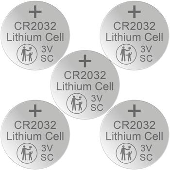 5er-Set langlebige Lithium-Knopfzellen CR2032, 3V / 220mAh, ideal für Autoschlüssel, Waagen, Fernbedienungen, Tracker, Thermometer, Uhren