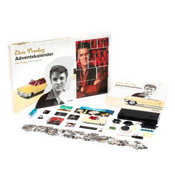 Preview: Elvis Presley Adventskalender - Modellauto Cadillac gelb Massstab 1:37 - Soundmodul mit Elvis Stimme - Fotopuzzle - Sammlerstück für Fans