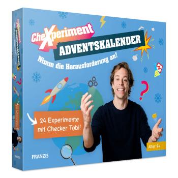 Adventskalender Checker Tobi - 24 spannende CheXperimente für Kinder ab 8 Jahren - Umweltfreundliche Boxen aus Karton - Kein Plastik