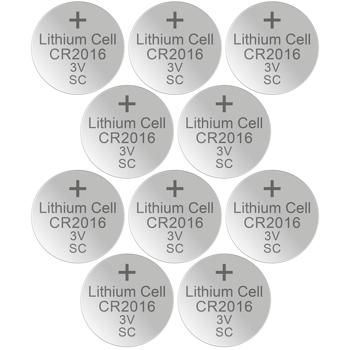 10er-Set Lithium-Knopfzelle CR2016 - 3V, 90mAh - Langlebig, geringe Selbstentladung - Für Smart-Home-Geräte, Autoschlüssel, Waagen, Uhren & Thermometer