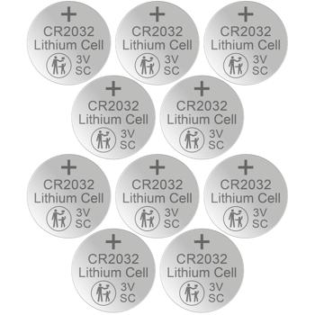 CR2032 - 10er-Set hochwertige Lithium-Knopfzellen, 3V / 220mAh, ideal für Autoschlüssel, Waagen, Fernbedienungen, Tracker, Thermometer, Uhren