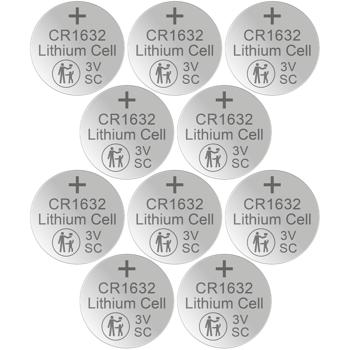 CR1632 - 10er-Set Lithium-Knopfzelle, 3V / 130mAh, perfekt für Smart-Home-Geräte, Autoschlüssel, Waagen & mehr