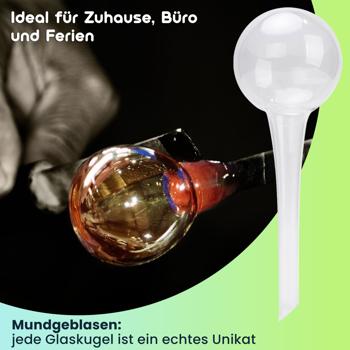 Preview: 8er-Set Effiziente Pflanzen Bewässerungskugeln aus Glas, Ø 6 x H 15 cm, Giesskugeln transparent, ideal für Zuhause, Büro und Ferien