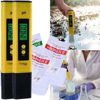 2er-Set Digitales pH-Messgerät mit ATC-Funktion, LCD-Display, pH-Messbereich 0-14, präzise pH Wert Messung für Trinkwasser, Aquarien, Pools, und Teiche