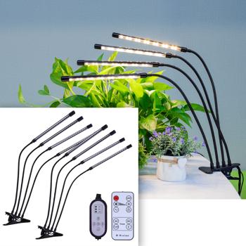 2er-Set Vollspektrum LED-Pflanzenlampe mit je 4 Schwanenhälsen, Pflanzenwachstumslampe mit 9 dimmbaren Stufen & Timerfunktion, 80 Vollspektrum-LEDs