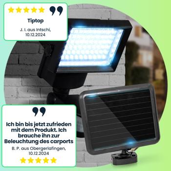 Preview: 2er-Set Leistungsstarker LED Solar-Strahler mit Bewegungsmelder - Mehr Sicherheit für Ihr Zuhause - Helle 600 Lumen Aussenleuchte für Garten & Hof