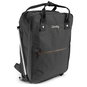 Preview: Robuster Rucksack mit integrierter Sitzgelegenheit (40x28x14 cm) – Wasserfest, schwarz, nur 1kg – Komfortabler Sitzrucksack für unterwegs