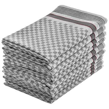 Preview: 10er-Set Grubentücher Anthrazit Kariert - Zwirn-Qualität 100% Baumwolle - Extrem strapazierfähig, saugstark & langlebig 45x90cm - OEKO-TEX