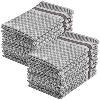 Preview: 20er-Set Grubentücher - Anthrazit Geschirrtücher 45x90cm - 100% Baumwolle - OEKO-TEX zertifiziert - Hygienisch, streifenfrei, saugstark & waschbar bis 95°C