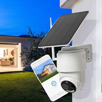 Full-HD Solar WLAN IP-Kamera mit Nachtsicht: Kabellose Outdoor-Überwachung (IP65) weiss, App, für zuverlässige Sicherheit rund ums Haus