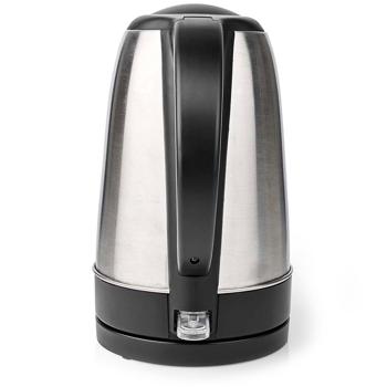 Preview: Edelstahl-Wasserkocher - 1,7 Liter Volumen, 2200W Leistung - 360° Drehsockel - Automatische Abschaltung, verdecktes Heizelement, Schwarz/Metall