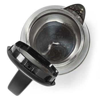 Preview: Edelstahl-Wasserkocher - 1,7 Liter Volumen, 2200W Leistung - 360° Drehsockel - Automatische Abschaltung, verdecktes Heizelement, Schwarz/Metall