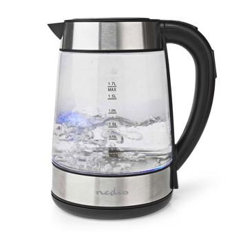 Preview: Hochwertiger Glas-Wasserkocher, 360°-Drehsockel, 1,7 Liter, 2200 Watt, Digitale Temperaturanzeige, 5 Temperaturbereiche: 50, 70, 80, 90, 100 °C