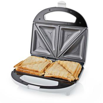 Preview: Sandwichmaker, 700 W, Sandwichtoaster mit automatischer Temperaturkontrolle, weiss, Antihaft Toastplatten- leicht zu Reinigen