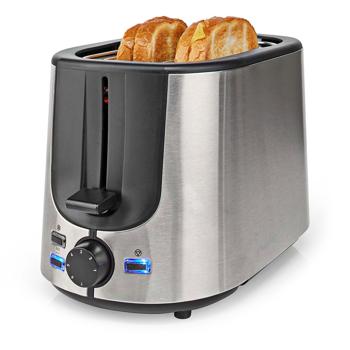 Preview: Moderner Edelstahl-Toaster für 2 Scheiben, 7 Röststufen, Brötchenaufsatz & Defroster, 1000W – Vielseitiger Toaster für köstlichen Toast und Gebäck