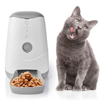 Preview: SmartLife Wi-Fi Futterspender: weiss-grau, 3,7L Auto-Futterautomat, App-Steuerung (iOS/Android) - Zuverlässige, smarte Fütterung für Haustiere