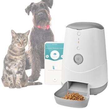 SmartLife Wi-Fi Futterspender: weiss-grau, 3,7L Auto-Futterautomat, App-Steuerung (iOS/Android) - Zuverlässige, smarte Fütterung für Haustiere